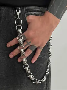 Chunky Silver Skull Jeans Chain Punk Rock Wallet Chain for Men Bold Streetwear Accessory for Daily & Night Outfits MensJewelry PunkStyle
