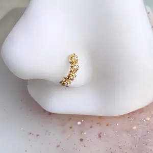 Gold or Rosegold Dainty Flower Nose Hoop