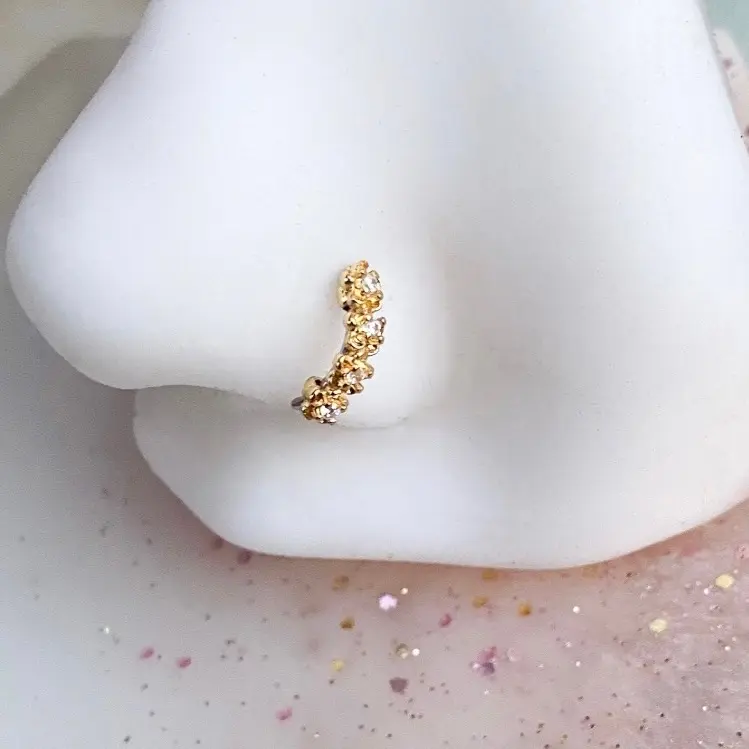 Gold or Rosegold Dainty Flower Nose Hoop