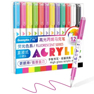 GuangNa High Gloss Acrylic Markers Large Ink Capacity Strong Coverage for Rock Painting Crafts DIY Art Supplies Colorful Precision Pens