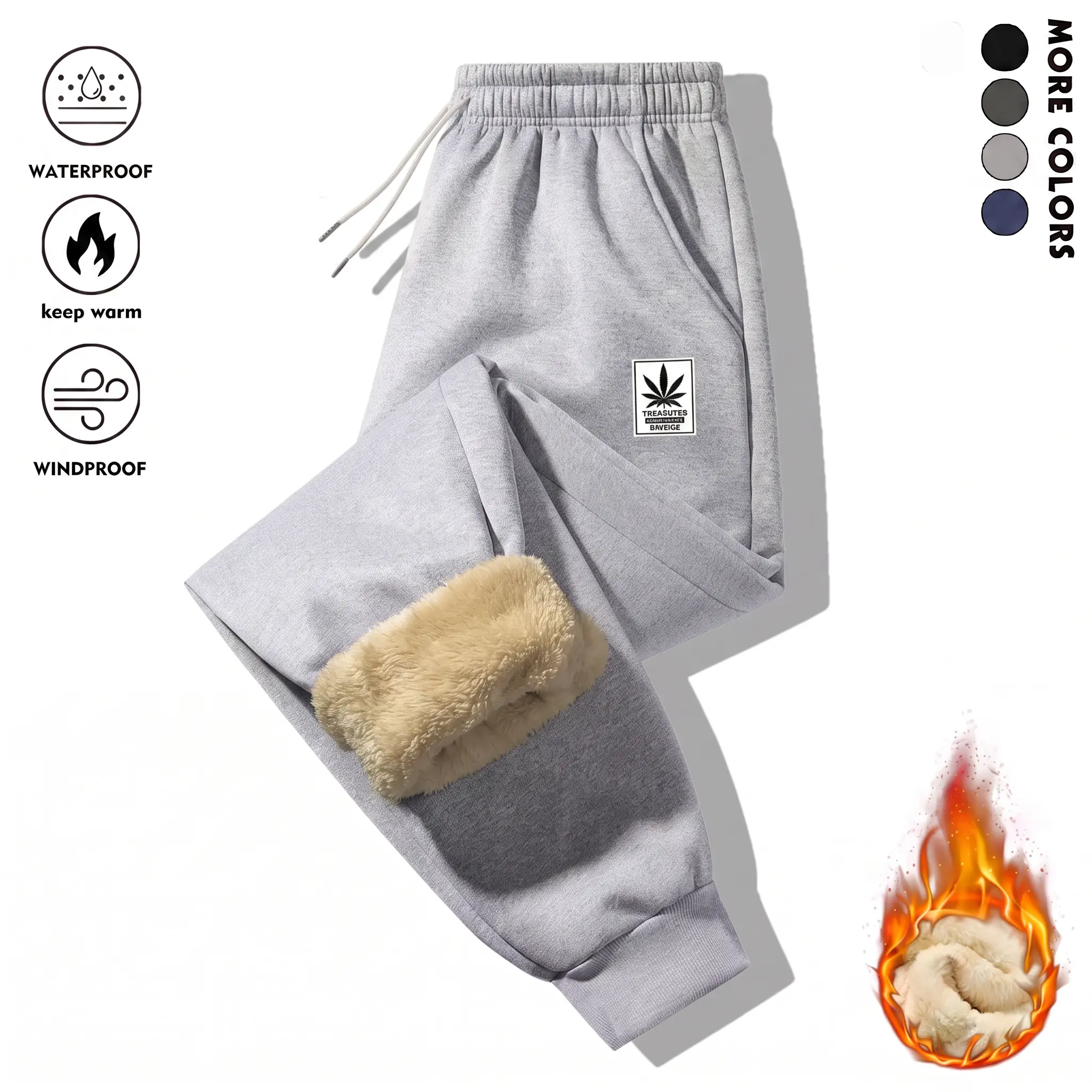 Men’s fleece-lined warm long pants—plush inner sweatpants, multifunctional commuter trousers, thermal jogger pants with a thick composite plush lining that locks in heat and resists cold.Suitable for outdoor sports and daily commuting, available in multip