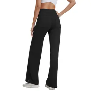 High Waisted Wide Leg Pants for Women - Stylish Athletic Lounge Trousers with Pockets, Soft Stretch for Yoga Workout