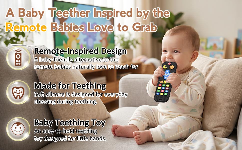 Baby Teething Toys Silicone Baby Remote Teether Over 3 Months - Baby Essentials Sensory Chew Toys - Baby Teether for Teething Relief - BPA Free Infant Toys Baby Shower Gifts
