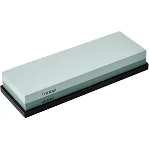 Sharpening Stone with Non-slip Rubber Base, 400/1000 Grit  Whetstone, Double-Sided  Sharpener for Kitchen, Waterstone for Honing  Manually