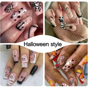 ✨ Halloween Nail Art Sticker Set – Stick on Nails Featuring Pumpkin, Spider Web, Skull, and Bat Designs. DIY Self-Adhesive Nail Art for Women and Girls, Perfect Holiday Gift Idea.