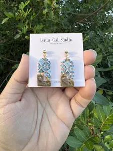 Spanish Tile Clay Dangle Earrings
