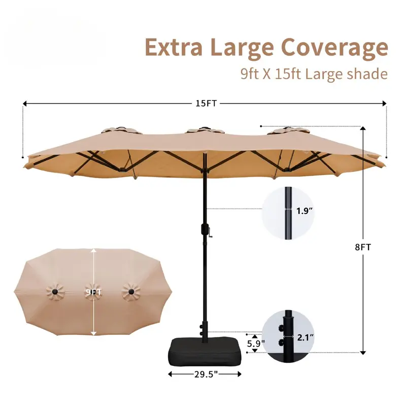 ShadeSpan 15x9ft coverage area and dimensions