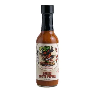 The Pepper Ninja Garlic Ghost Pepper Hot Sauce - Very Hot 5 fl oz Bottle Fire Sauce