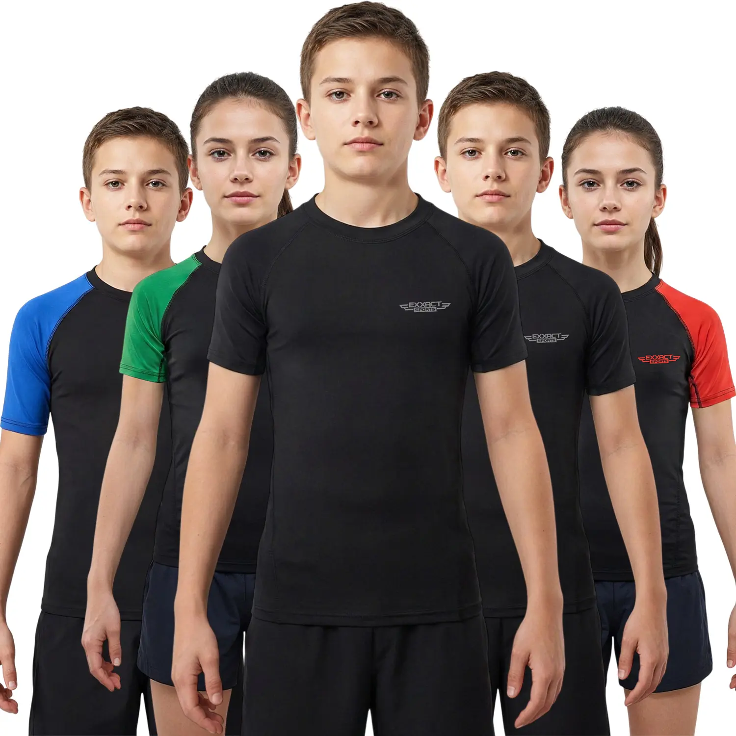 Exxact Sports Kids' Rash Guard, Short Sleeve IBJJF Ranked Fitted Compression Top, Quick-Dry & Anti-Odour for BJJ, MMA, Wrestling, and Boxing