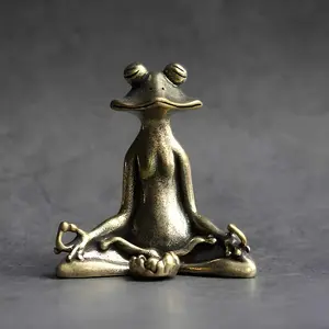 Elegant Metal Kung Fu Frog Incense Holder, Meditation Frog Decorative Figurine, Yoga Mediation Sleep Rest Use, Desktop Ornament