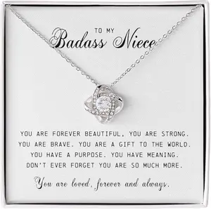 To My Badass Niece Gifts, Unique Jewelry Gift to Niece, Pendant Necklace For Women, For Graduation Christmas Birthday Present Ideas From Aunt and Uncle, Unique Gift for Niece
