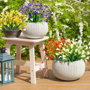 Artificial Calla Lily Outdoor Artificial Flowers, Fake Plants UV-Resistant Plastic Flowers for Indoor and Outdoor Pots, Home Porch Summer Cemetery Decoration, Colorful Mixed, Fake Blossom Plants
