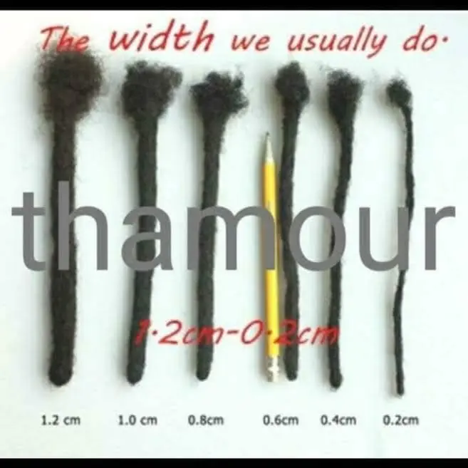 Dreadlocks black Tips Color Human Hair Dreadlocks Extensions Handmade Locs For Men and Women 0.4cm-0.6cm Thickness