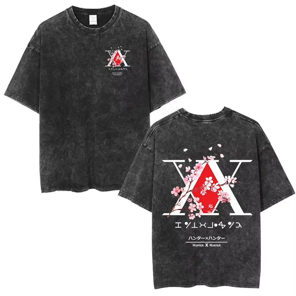 [HM 100%cotton]valentine shirts  Vintage Washed Anime Hunter X Hunter T Shirts Spider 8Phantom Troupe Hisoka Chrollo Short Sleeve T-shirt Men Women Summer T-shirt graphic tees humorous tshirt  invincible shirt siah t shirt streetwear