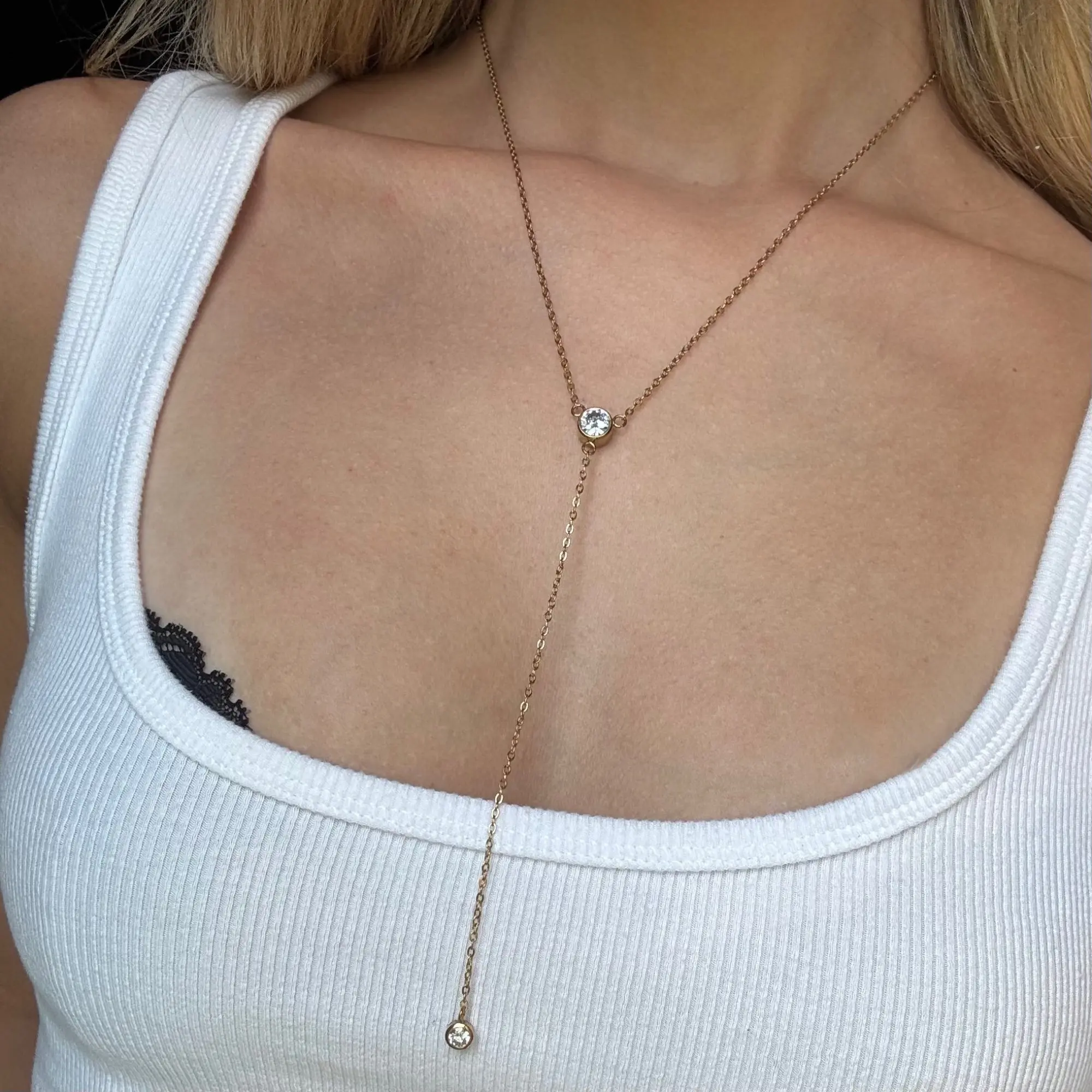 EVRY JEWELS Gold or Silver Plated Women's Hypoallergenic Alina Lariat Necklace