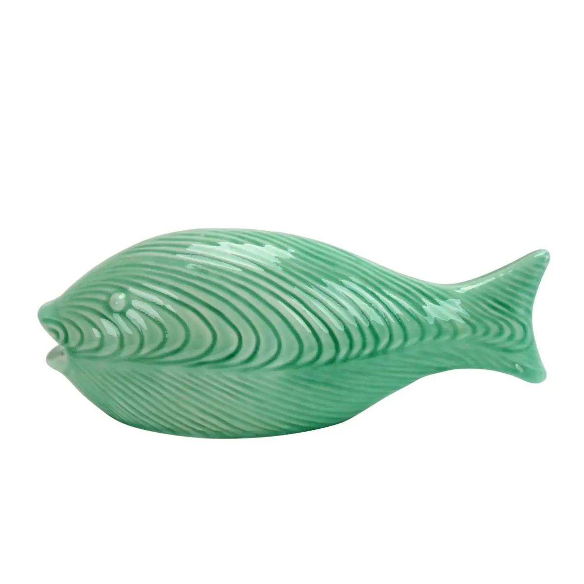 Jeco HD-HAVS038 11 in. Traditional Nisibis Jade Colored Easy Clean Good Luck Decorative Ceramic Fish Figurine, Table Accent Statue