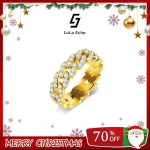 LuLuEcho 1.4ct Round Cuban Ring Synthetic Moissanite S925 Unisex Ring Perfect for Any Occasion & Everyday Wear Birthday Anniversary Valentine's Day Gift for Men Women