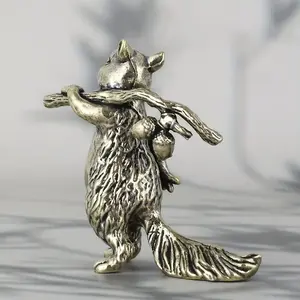 Vintage Brass Squirrel Statue, Antique Copper Art Home Decor, Ideal Tea Pet Collectible & Gift, Perfect for Living Room, TV Stand, Porch, Heavy Metal Figurine