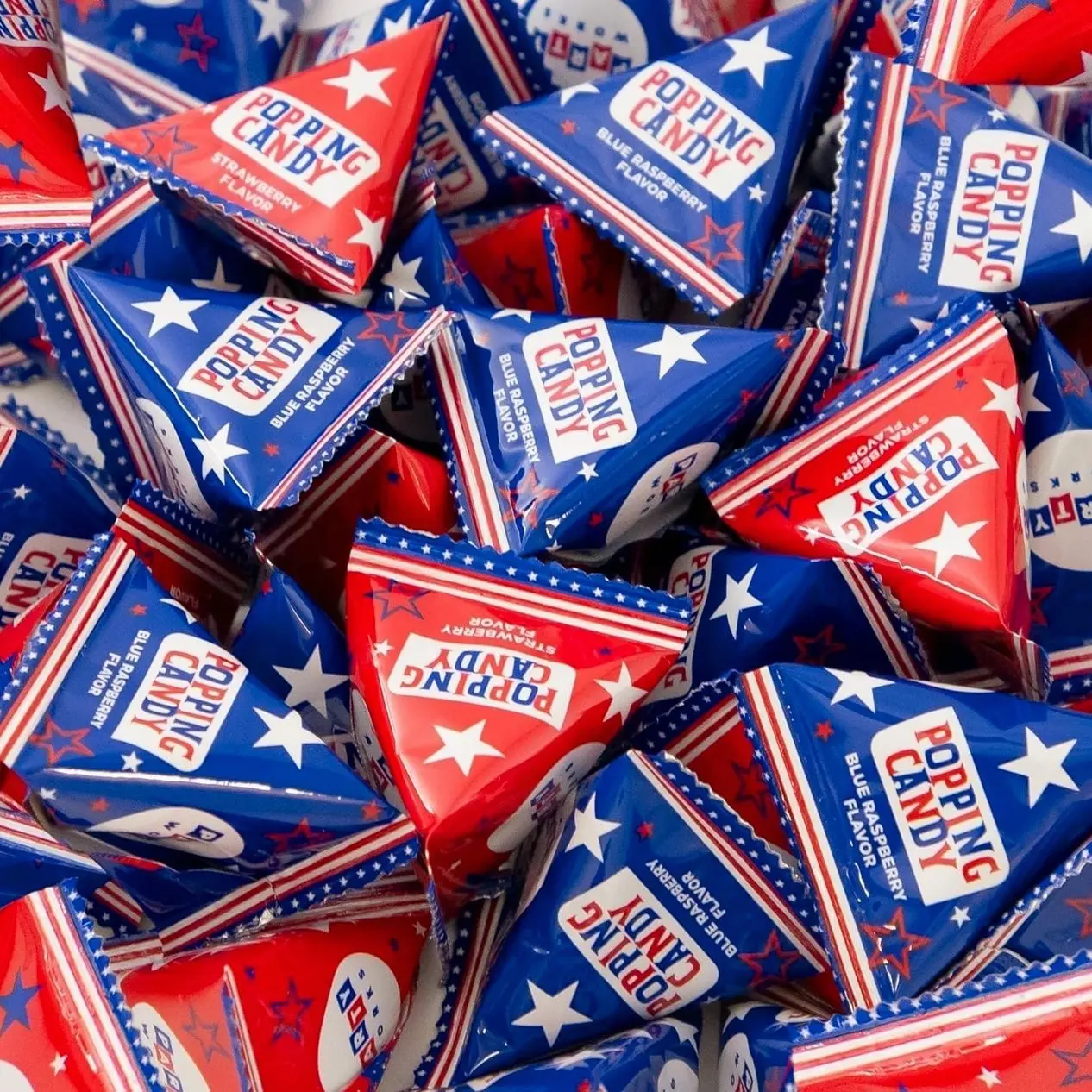 Patriotic Candy - 40 Count Pack - Popping Rocks Pouches - 4th of July Candy - Strawberry and Blue Raspberry Flavors - Individually Wrapped Party Favors by PartyWorks