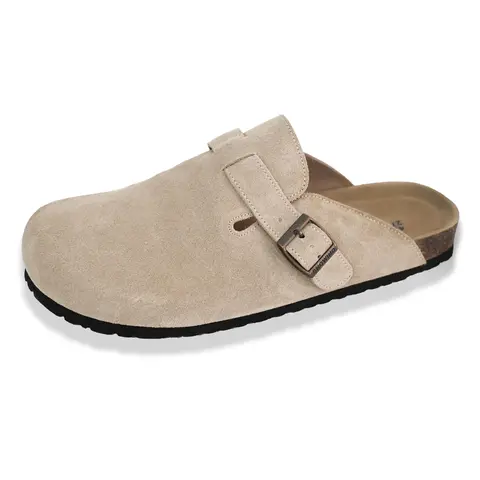 SNOWIND Men's Vintage Suede Cork Mules - Closed Toe, Adjustable Strap, Non-Slip Platform Clogs, Arch Fit, Anti-Skid, Buckled Men's Shoes, Arch Fit Men's Clogs