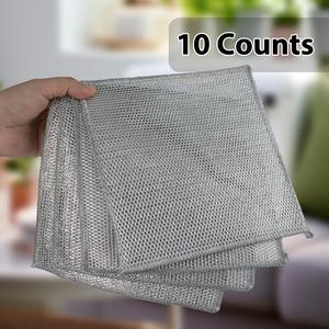 10 Counts Multipurpose Dishwashing Rags, Multifunctional Non-Scratch Wire Cloth Metal Wire Rag for Wet and Dry Kitchen Cleaning Counter, Dishes, Sink