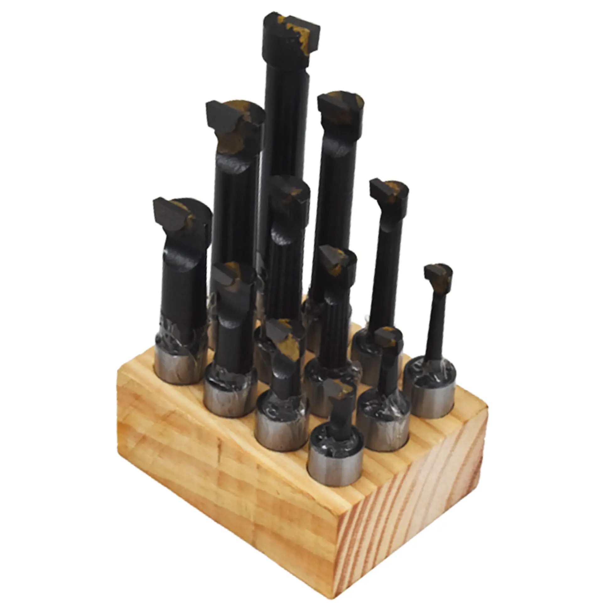 12-Piece C-6 Carbide Tipped Heat-Treated Boring Bar Set for Lathe Users, 5/8" Shank Diameter Lathe Tool for Soft Metals, 2-1/4" to 5-1/4" Bore Depth Inches, 0.0000-0.0005" From Nominal Diameter, Alloy Steel Construction