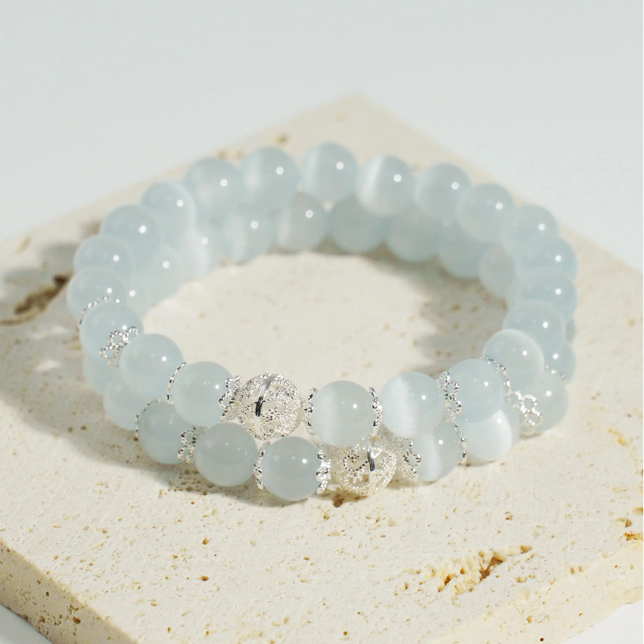 Healing Moonstone Bracelet for Women, Handmade 8mm Natural Bead Jewelry for Emotional Balance and Calming Anxiety, Ethereal Glow, Birthday