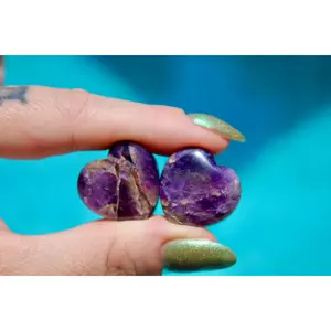 Amethyst Stone Heart Shaped Double Flared Plugs Purple Gauge