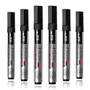 Waterproof Marker Pen, 6pcs Black Marker Pen for Rock Painting Glass Metal Wood Working Drawing