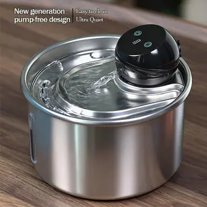 Cfume 2026 New Model:  Latest Smart Infrared Sensor Cat WaterFountain - 304Stainless Steel Automatic Cat Water Fountain withFiltration,3L,5000mAh,New generationpump-free design,4-layer filtration system,Ultra-Quiet,Dry-Burn Prevention,WaterLevelIndicator