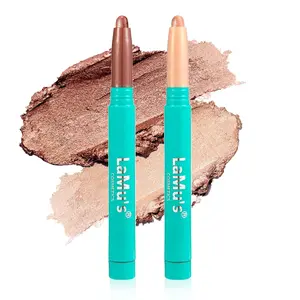 LaMu'S COSMETICS Eyeshadow Stick, Eye Brightener Eye Shadow Stick Waterproof Long Lasting Glitter Highlighter Eye Liner Pencil Mauve Taupe+Champagne, 0.049 oz/1.4g)