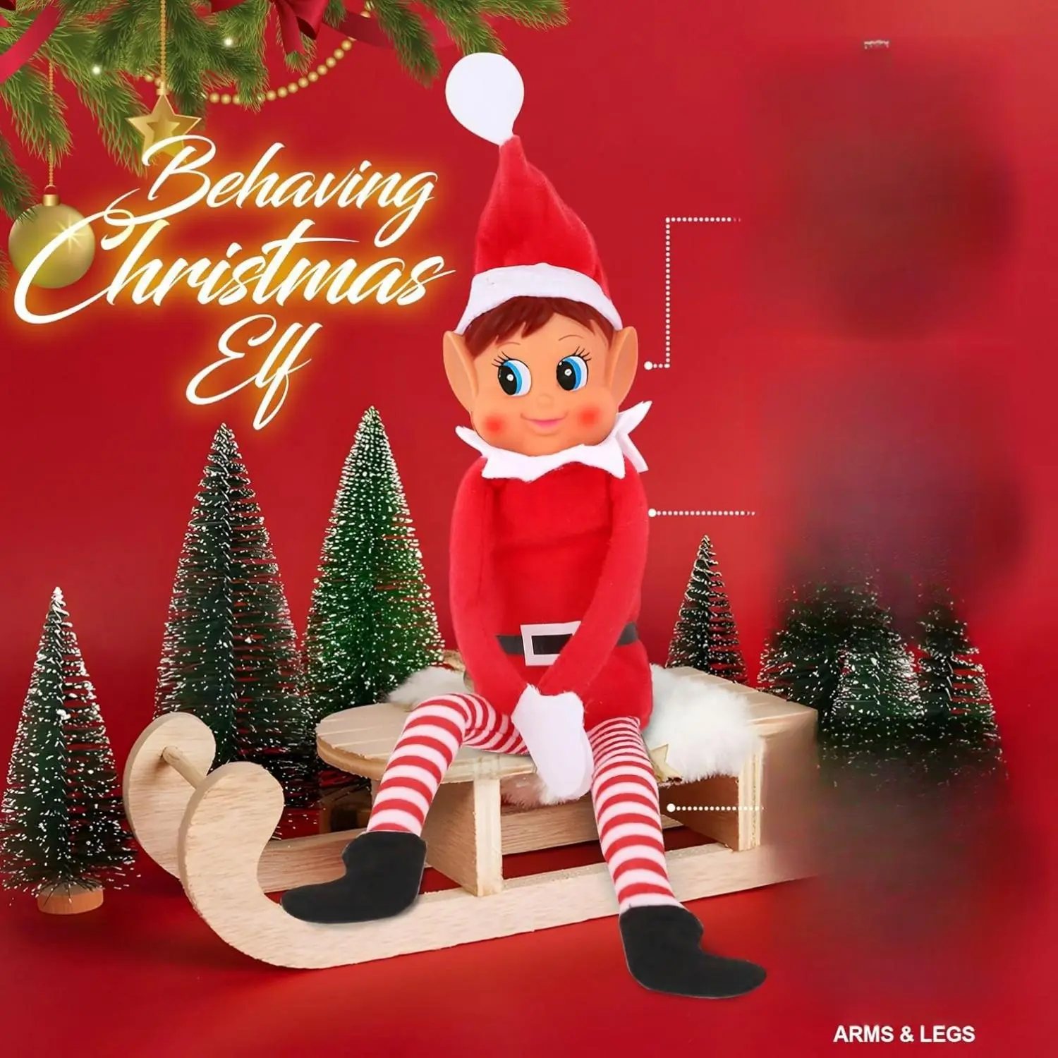 Merry Christmas Gift  Elf Behaving Badly Plush Toy | Elfette Novelty Long Bendy Naughty Girl Christmas Doll | 12 Inches