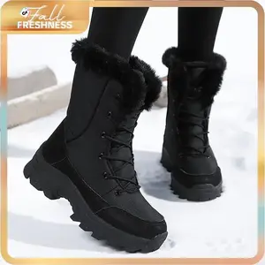 Sosenfer Womens Warm Fur Lined Winter Snow Boots Waterproof Ankle Boots Outdoor Booties Comfortable Shoes for Women,Cozy Plush Winter Boots for Couples,JH,A931