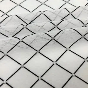 Diamonds Flocked Stretch Mesh Fabric | Blue Moon Fabrics