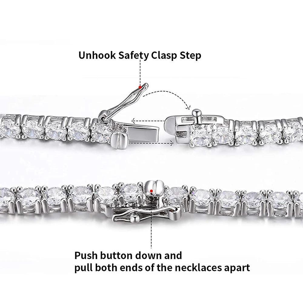 2.5-6.5mm Real Moissanite Tennis Necklace For Women Men D Color Lab Diamond S925 Silver Neck Chain Jewelry With GRA Certificate