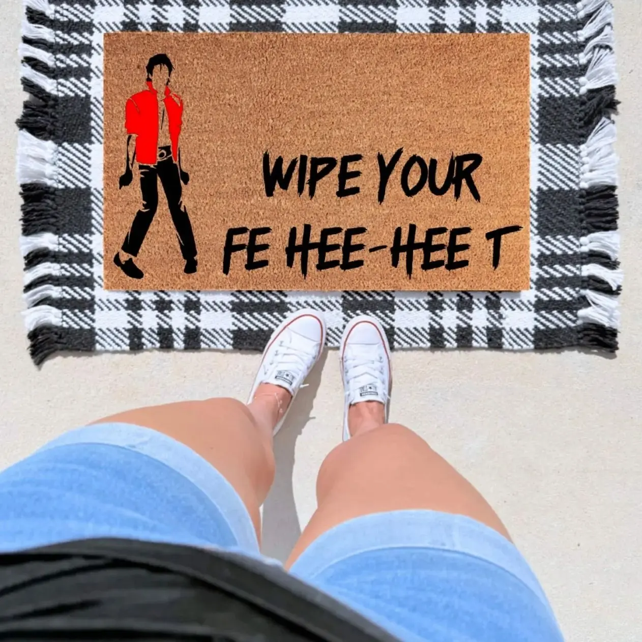Wipe Your Feet Doormat – Funny Michael Jackson Inspired Welcome Mat | Pop Culture Front Porch Decor | Unique Gift for Music Lovers