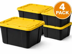 Heavy Duty Plastic Storage Tote (27 Gallon) | Durable Stackable Storage Bin for Home, Garage & Moving