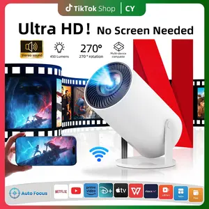[US warehouse]Portable Mini Projector 450ANSI Dual Video Source Native 1280*720P Dual-Source Android 12 Built-in Speaker Appstore BT5.2 Cinema Outdoor Mini Projetor Remote Control Included Audio Portable Bluetooth WiFi Projector summervibes