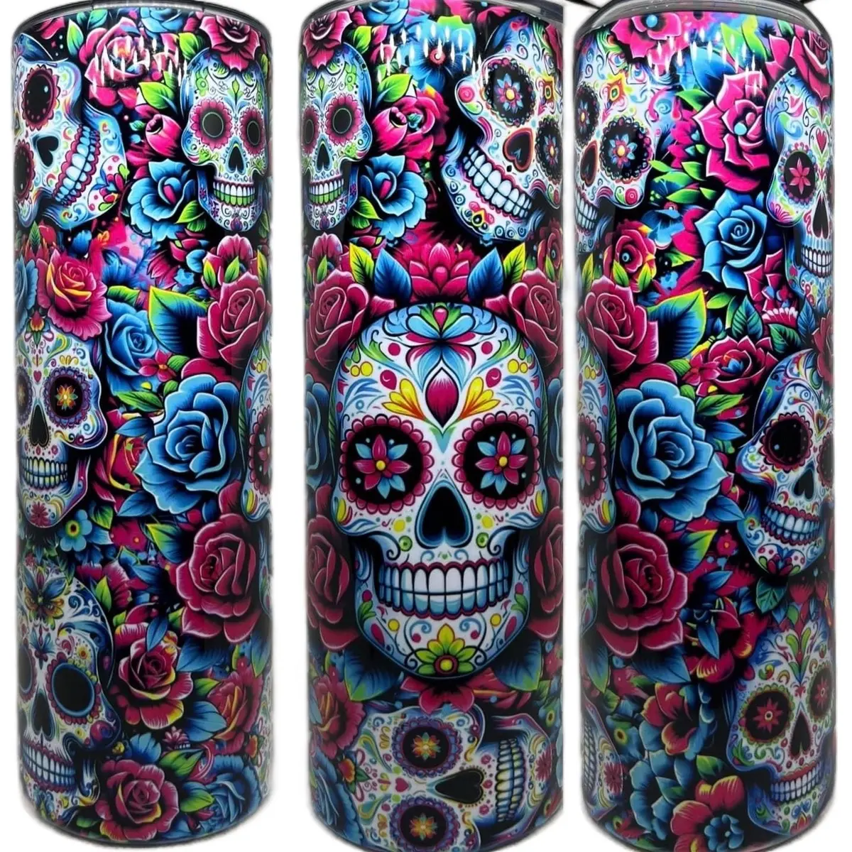 Sugar Skull Tumblr for Fizzy and Carbonated Beverages - Bottle, Drinkware