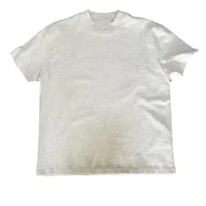 Men's Light Oatmeal Short-Sleeve Round Neck Streetwear Top - Casual Plain Sports & Outdoor T-Shirt, Shortsleeve Tshirt