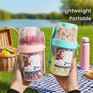 Portable Salad Cup with Fork & Lid, Reusable Food Storage Container, Snack Box Container, Durable Design, Lightweight, Healthy Eating, Perfect Gift for Christmas