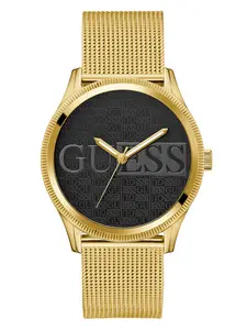 GUESS Male Gold-Tone Mesh Analog Watch