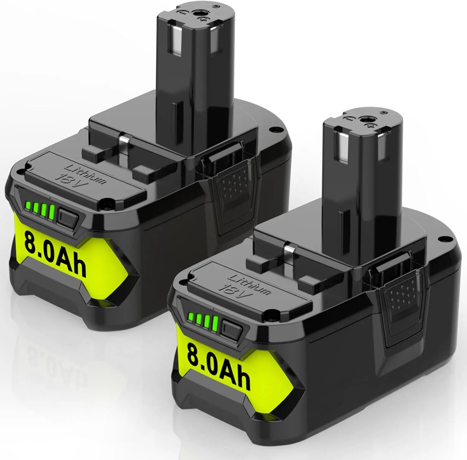 2Pack 18V 8.0Ah Battery Replacement Compatible with Ryobi 18V Lithium-ion Battery P102 P103 P104 P105 P107 P108 P109 Cordless Tool Battery Power Tool Batteries Dual Batteries