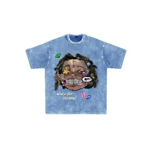 ROMWE MEN Street Life Spring/Summer Casual Graphic Men'S Vintage Distressed High Street Round Neck T-Shirt, Casual Daily Wear For Spring Summer