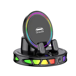 360° Rotating Wireless Car Charger, RGB Ambient Light, Super Stable Vacuum Suction, Auto Lock Holder, Fits Most Phones, Dashboard & Windshield