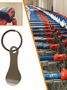 Stainless Steel Shopping Cart Token Keychain Set, Daily Grocery/supermarket/home Use, Portable Unlock Tool, No Coin Needed