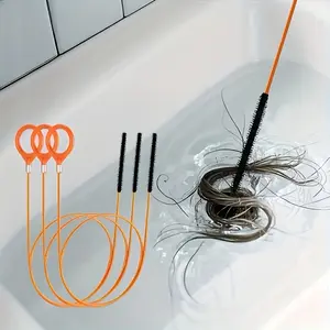 Flexible Drain Cleaner Brush, Long Hair Clog Remover Brush with Nylon Bristles, Reusable Drain Cleaning Tool for Bathroom Tub, Sink, Shower Drain & Kitchen Sink – Remove Hair & Debris Easily