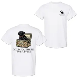 Wild Southern Outfitters Puppy T-shirt - Cute black Labrador camouflage pattern, dog lover shirt, classic casual wear for men, unisex, clear print