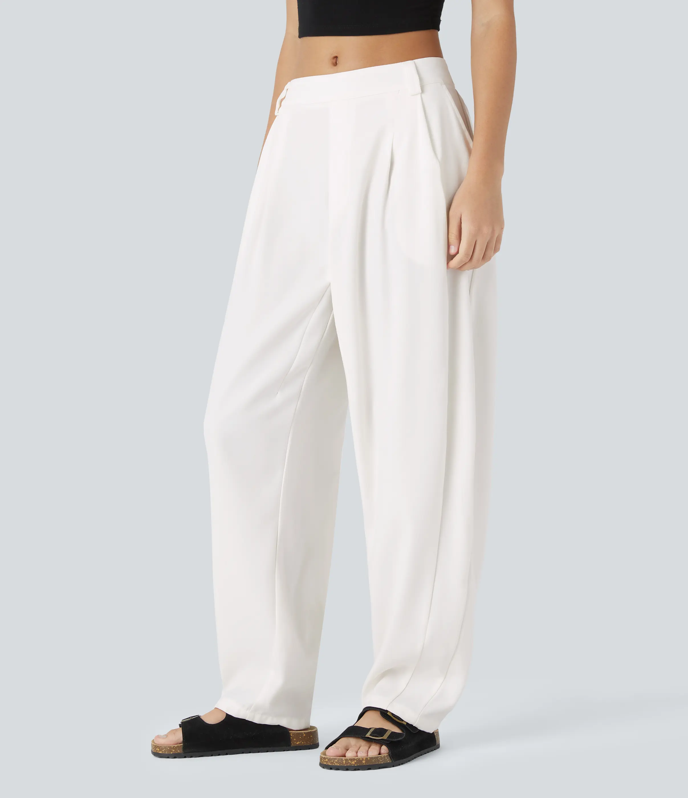 Halara Mid Rise Pocket Barrel Leg Baggy Work Pants