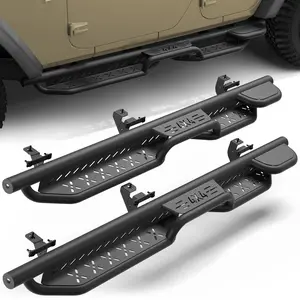 Running Boards for 2007-2018 Jeep Wrangler JK Unlimited(4 DOORS ONLY), Two-Raised Step Design, Heavy-Duty CarbonSteel Nerf Bars, 2PCS